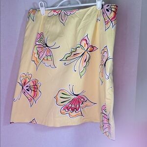 Talbots petites yellow butterfly skirt size 12